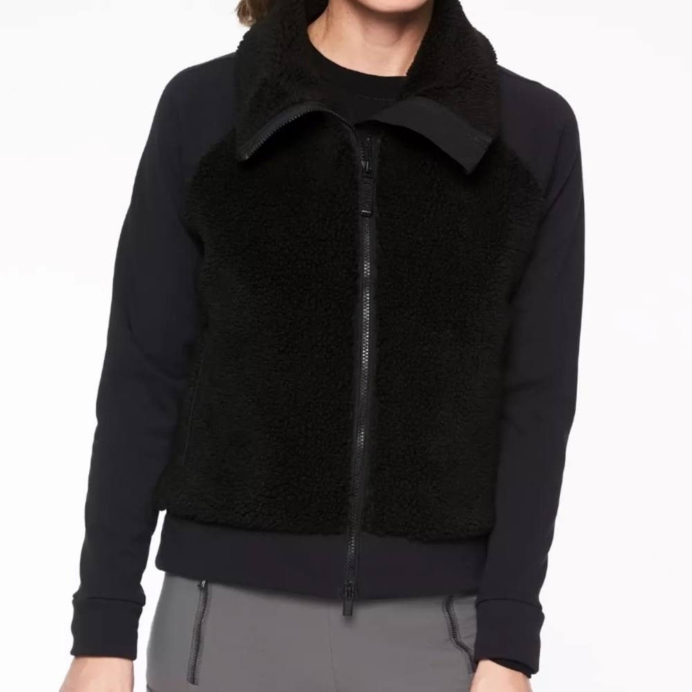 Athleta Range Sherpa Full Zip Jacket In Black